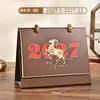Calendário de mesa estilo chinês 2027 novo modelo criativo corporativo empresarial couro de alta qualidade mensal calendário publicidade da empresa logotipo personalizado