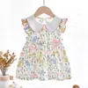 Vestido de Verano para Niña sin Mangas Transpirable Delgado Algodón Puro Patrón de Bebé Niña Vestido para Salir Recién Nacido Floral