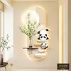 Pintura Decorativa de Entrada de Panda Fofo, Pintura para Pendurar na Porta de Entrada, Fonte de Fábrica de Murais de Plantas Verdes Hidropônicas de Alta Qualidade