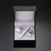 Jiaomei Oro y Plata Negro Ancla Nube Auspiciosa Patrón Cuadrado Cepillado Clip de Corbata Gemelos Set de Caja Regalo