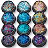 Lentejuelas para uñas de estrella de cuatro ángulos de 4 mm, juego de 16 colores, ultrafinas, color mágico, delgadas, para epoxy, maquillaje de ojos, joyería para uñas del cuerpo