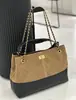 2025 Nuevo Bolso Cubo de Piel de Vaca Escarchada para Otoño e Invierno Color Contrastante Acolchado Cadena en el Hombro Casual Versátil Bolso Tote para el Trabajo