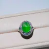 Nuevo Anillo de Calcedonia Verde Esmeralda con Hebilla de Paz Estilo Chino para Mujer, Elegante Retro, Anillo de Calcedonia de Superficie Ovalada Grande de Alta Gama
