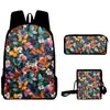 2025 Nuevo Producto Transfronterizo Elemento Mariposa Impresión Digital 3D Mochila Bolsa Escolar Mochila Bolso Cruzado Estuche Lápices DIY
