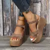 Sandalias para Mujer Verano Nuevas Plataforma Tacón de Cuña Suela Gruesa Sandalias Romanas Impermeables Plataforma Color Sólido Gamuza Sandalias de Mujer