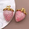 Acero Inoxidable 3D Estéreo Cereza Fresa Rosa Colgante Pequeño Colgante DIY Collar Pulsera Pendientes Accesorios de Joyería