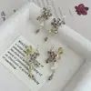 Pendientes Florales Morados Románticos Franceses, Lujo Accesible y Borlas de Gota de Agua de Alta Gama, Clips para Orejas Perforadas, Pendientes Únicos y Hermosos