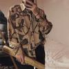 Camisa de Cadena Estampada Retro Estilo Hong Kong para Hombres, Guapa, Holgada, Manga Larga, para Club Nocturno, Fresca, Delgada, con Flores, Chaqueta