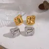 Pendientes Cuadrados Geométricos Lisos de Acero Inoxidable Chapados en Oro de 18 Quilates, Joyería Impermeable Ecológica para Mujer al por Mayor