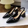 Sandalias Nuevas de Primavera/Verano 2026 Estilo Francés de Puntiagudas con Tacón Alto y Tacón Grueso, Sandalias de Moda Elegantes y Chic