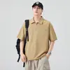 Camisa Polo Masculina Resistente de Manga Curta com Gola, Solta e Confortável, Versátil, com Zíper, Casual, Moderna, com Bolso Frontal