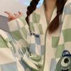 Primavera y Otoño nuevo algodón artificial manga larga pijamas pequeños frescos para mujer simple ins moda estudiante reductor de edad traje para estar en casa