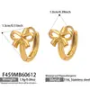 Pendientes de Aro Lisos con Forma de Lazo Transfronterizos Europeos y Americanos de Acero Inoxidable Chapado en Oro de 18 Quilates, Estilo Francés Ins Moda Lujo Ligero Accesorios Versátiles para Mujeres