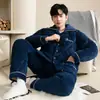 Nuevo Pijama de Invierno para Hombre de Terciopelo Acolchado de Tres Capas Espesado de Franela Conjunto de Ropa para el Hogar Micro-Negocio Casual para el Hogar