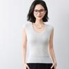 Camiseta de Tirantes de Punto Acanalado Elástico Súper Cómoda de 120 Hilos Calibre 16 de Gama Alta sin Mangas con Cuello en U Camisa Base Fina