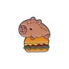 Nuevo Lindo Capibara Lindo Capibalakatong Broche Creativo Sándwich de Hamburguesa Insignia de Estilo de Comida
