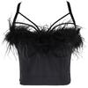 Camisola Sexy de Penas para Mulheres com Design Único, Top Sem Mangas Ombro a Ombro Db1057, Sexy Vazado