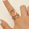 Conjunto Simples Europeu e Americano de 4 Anéis, Anel Aberto Assimétrico Estilo Frio, Anel Personalizado com Linha Torcida Retrô