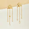 Pendientes de acero inoxidable con colgante de trébol de cuatro hojas y circonita, moda europea y americana, pendientes largos con borla, elegantes y de alta gama para mujer