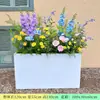 Arreglos Artificiales de Hortensias y Rosas en Cajas de Flores Mixtas y Macetas para Balcón, Oficina de Ventas, Restaurante, Sala de Estar y Decoración de Divisiones