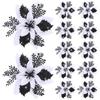 14.5cm Nuevas Decoraciones Navideñas Flor de Polvo Dorado Guirnalda de Ratán Flor para Puerta y Ventana Fabricante de Flores de Navidad Venta al por Mayor