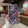 Case de Celular Transparente Floral Retro de Porcelana Azul e Branca para Apple 15Pro Iphone17 Cobertura Total