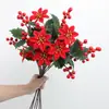 Flor de nochebuena artificial de un solo tallo, regalo de Navidad, adorno de decoración para el hogar, arreglo de ambiente, flores artificiales al por mayor