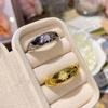 Anillo abierto con diseño de nicho galvanizado en oro auténtico con ocho diamantes Mangxing y textura de paisaje antiguo de camelia para mujer