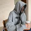 20263225 # Sudadera con Capucha de Forro Polar Estampada Oficial para Mujer Otoño e Invierno 2026 Chaqueta Holgada Nueva