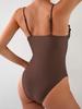 Traje de Baño Enterizo Nuevo Europeo y Americano 2025 Push-Up Sexy Adelgazante Todo en Uno Encaje Color Puro Traje de Baño de Exportación de Amazon