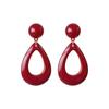 Oferta especial: Pendientes de Botón Exagerados Rojos con Forma de Gota de Agua Estilo Corte Francés Vintage con un Toque Minimalista, Exquisito y de Alta Gama