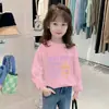 Camiseta Versátil Elegante Nova de Manga Longa para Meninas, Algodão Puro, Camisa Base Princesa para Primavera e Outono, Top da Moda Estilo Coreano