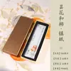 Lanzhai Criativo Pintado Pêssego Verde Lótus Ameixa Verde Cristal Peso de Papel Espessado Pressionador de Livros Pressionador de Papel Peso de Papel Guofeng Régua Texto