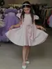 Vestido Infantil 2026 Nuevo Estilo Dama de Honor Satén Cumpleaños Lazo Modelo Pasarela Actuación de Piano Tutú Europeo y Americano