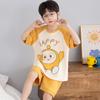 Pijama Infantil Transfronteiriça Verão Fina Respirável Algodão Penteado Manga Curta Tamanho Médio e Grande Roupas de Casa para Ar Condicionado Pode Ser Usada Fora