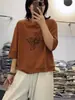 Camiseta de Manga Tres Cuartos para Mujer Estilo Nuevo Verano 2026, Talla Grande Ajuste Holgado, Top de Mujer Estampado con Pentagrama Cuello Redondo