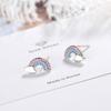 Pendientes de botón con nube de arcoíris para mujer, nuevos pendientes de moda con diamantes en el lóbulo de la oreja pequeños.
