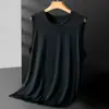 Nuevo Chaleco de Hielo de Seda para Hombre Verano Secado Rápido Malla Transpirable Color Sólido Sin Mangas Camiseta Talla Grande Holgado Chaleco Deportivo Delgado