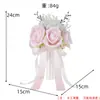 Buquê da Noiva Estilo Coreano Buquê de Casamento Rosas Rosa e Brancas Buquê de Flores Artificiais Falsas para Registro de Certificado Fotografia Adereços de Foto