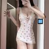 Conjunto de Lingerie Sexy, Uniforme, Não Precisa Tirar o Pijama, Camisola, Saia de Quadril Sexy Tamanho Grande Estilo Puro Desejo, Renda Decote Baixo Profundo V