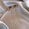 Novos Brincos Longos com Borla Preta Simples e Elegantes Brincos de Luxo Acessível Design Retrô Brincos para Mulheres