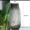 Florero de cristal gris transparente con boca de onda creativa estilo europeo flor de loto bambú rico florero arreglo floral para el hogar