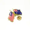 Pines de Amistad de Estados Unidos y Australia, Broches de Banderas del Mundo, Insignias de Metal, Insignias de Resina, Diseño de Ondas de Agua