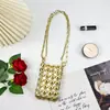 Bolso de Cadena Dorado Metálico Hecho a Mano con Cuentas Estilo Retro Europeo y Americano para Mujer Diseño de Nicho Bolso de Fiesta Disco para la Noche
