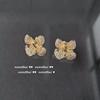 Pendientes de cristal amarillo huevo chapados en oro de 18 quilates con ocho corazones y ocho flechas, pendientes de flor de circón con diamantes.