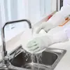 Guantes blancos transparentes de dos colores para lavar platos, guantes de cocina para mujer, de goma, de látex, para lavandería, de plástico impermeable, de goma, para el hogar, cepillo para cuencos.