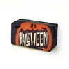 Bolsa de Maquillaje con Estampado de Gato Negro Calabaza Murciélago de Halloween Bolso de Almacenamiento con Cremallera Beige Retro Estuche para Bolígrafos de Estudiante