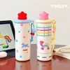 Taza de Agua Ins Modelo Nuevo 316, Taza Térmica de Acero Inoxidable de Aspecto Elegante, Gran Capacidad, Taza Portátil con Popote para Estudiantes