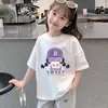 Camisetas de Verano Finas de Algodón Puro para Niñas, Manga Corta, Estampado de Dibujos Animados para Bebé, Manga Media, Nuevas de 2026, Ropa de Verano para Niños