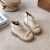 Botas de Cuero para Niñas Otoño/Invierno Estilo Nuevo Más Terciopelo Botas Martin Cordones Lazo Botas de Princesa para Niños Suela Suave Antideslizantes Botas Cortas
